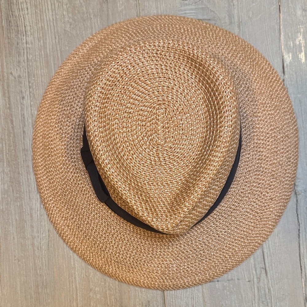 Eric Javits Instinct  Packable Squishee Straw Sun Hat Natural Black - Picture 5 of 8
